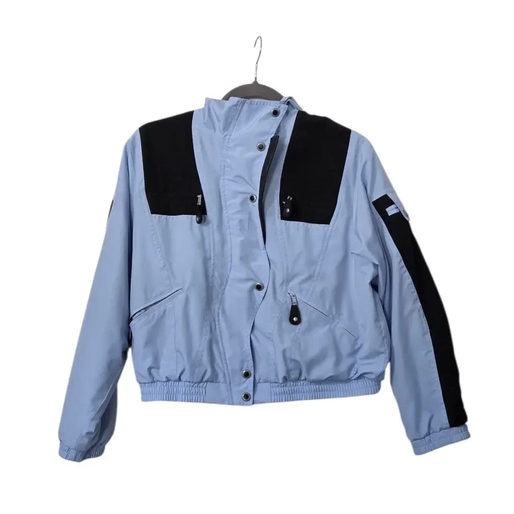 Jamie Sadock Light Blue Full Zip Boxy Sporty Short Golf Jacket, Petite Meidum